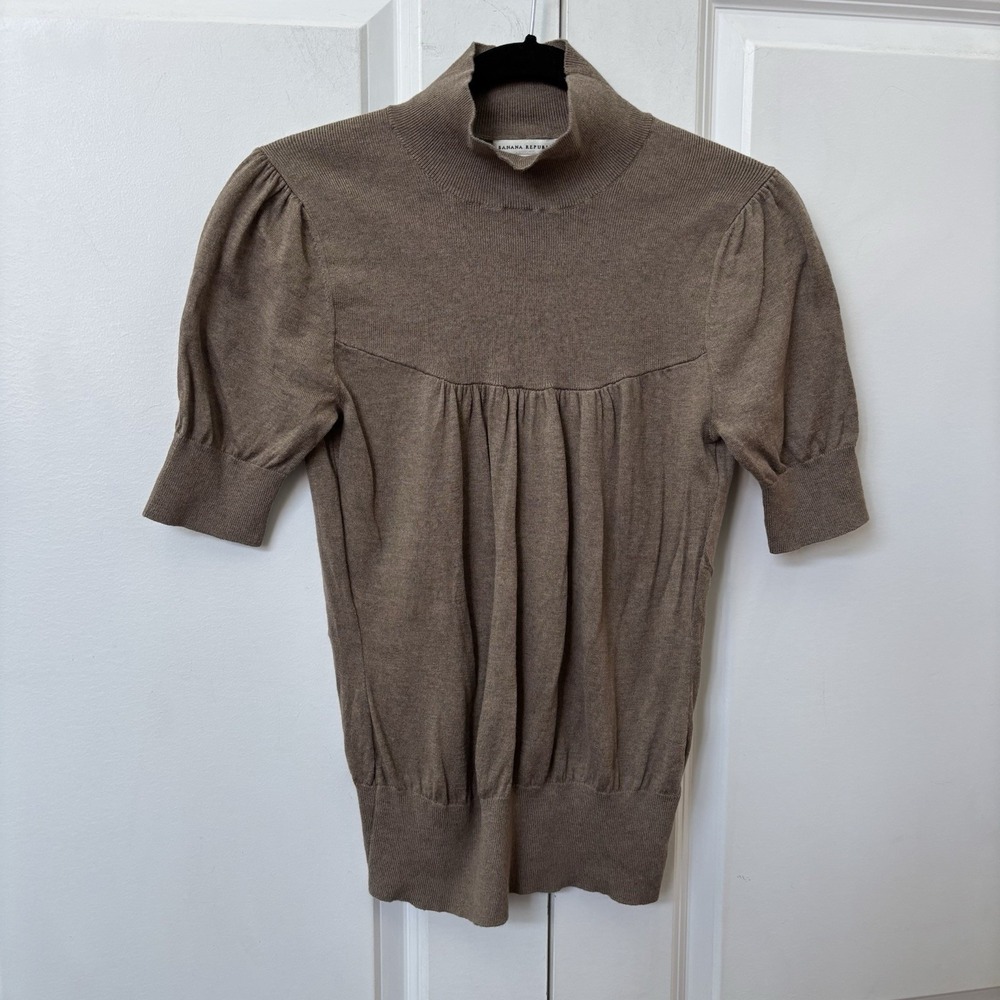 Banana Republic Turtleneck Mockneck Womens M Silk Cotton Knit Beige Tan